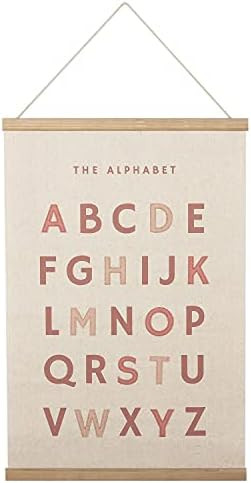 Bon et Beau 16×24 Inch Embroidered Alphabet Poster with Wood Poster Hanger - Dusty Pink Wall Dec... | Amazon (US)