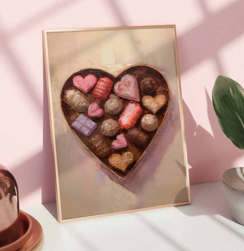 Heart Shaped Chocolate Box Valentines Day Decor Valentines Wall Art Valentines Day Gift Valentine... | Etsy (US)