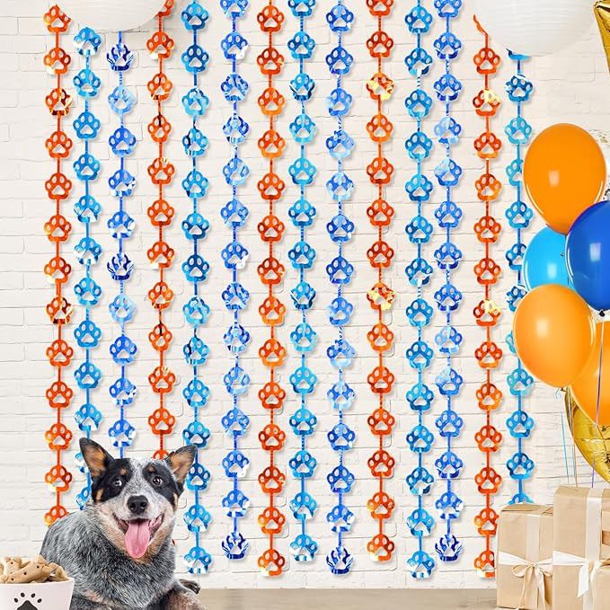 LOLStar Blue Dog Birthday Decorations Party Supplies 2 Packs of 3.3X6.6 ft Orange Blue and Light ... | Amazon (US)