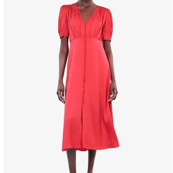 🆕 The Kooples Red Jacquard Dots Midi Dress | Poshmark