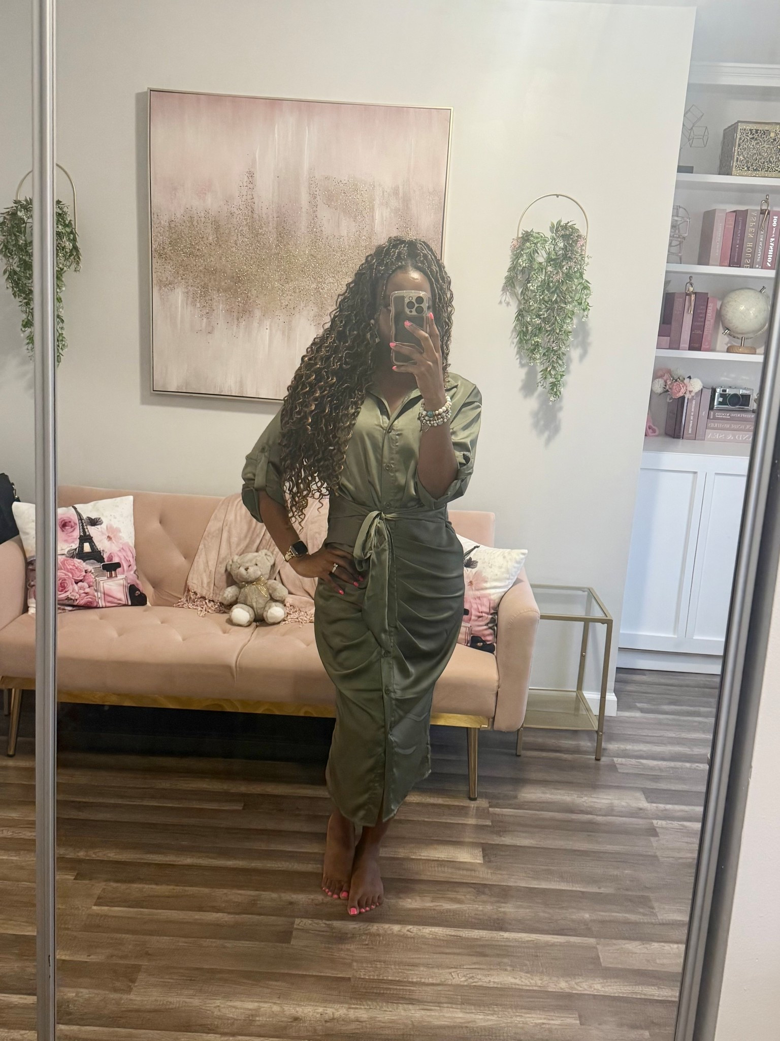 Classy Spring & Fall Casual Army Green Roll-Up Sleeve Front Button Down Shirt Dress Maxi Satin Women Outfit 

Size = Small

Hair Locs = Color T27
#officewear #workwear #women #office #work #workdress #armygreen

#LTKWorkwear #LTKFindsUnder50 #LTKStyleTip