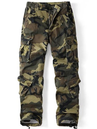 AKHlKING Women's Cargo Pants Work Camo Cotton Casual Combat Wild Outdoor Ripstop Trousers with 8 Pockets M Camo 12*CG | Amazon (US)