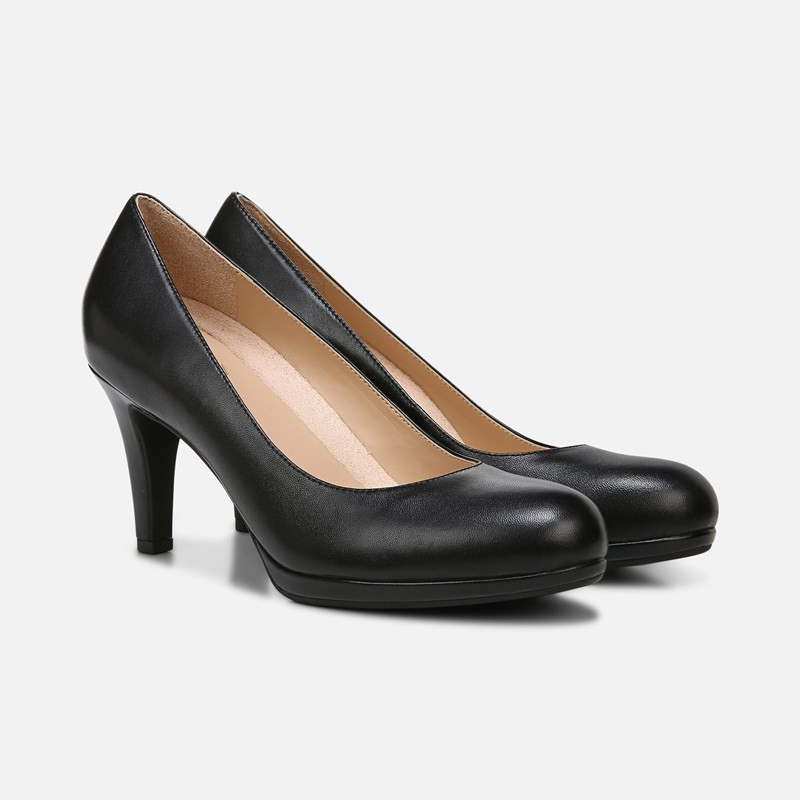 Naturalizer Michelle Pump Shoes, Black Leather, 10.0W Round Toe | Naturalizer