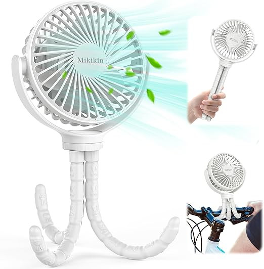 Mikikin Portable Fan Battery Operated, Small Stroller Fan with Flexible Tripod Clip-on for Baby, ... | Amazon (US)