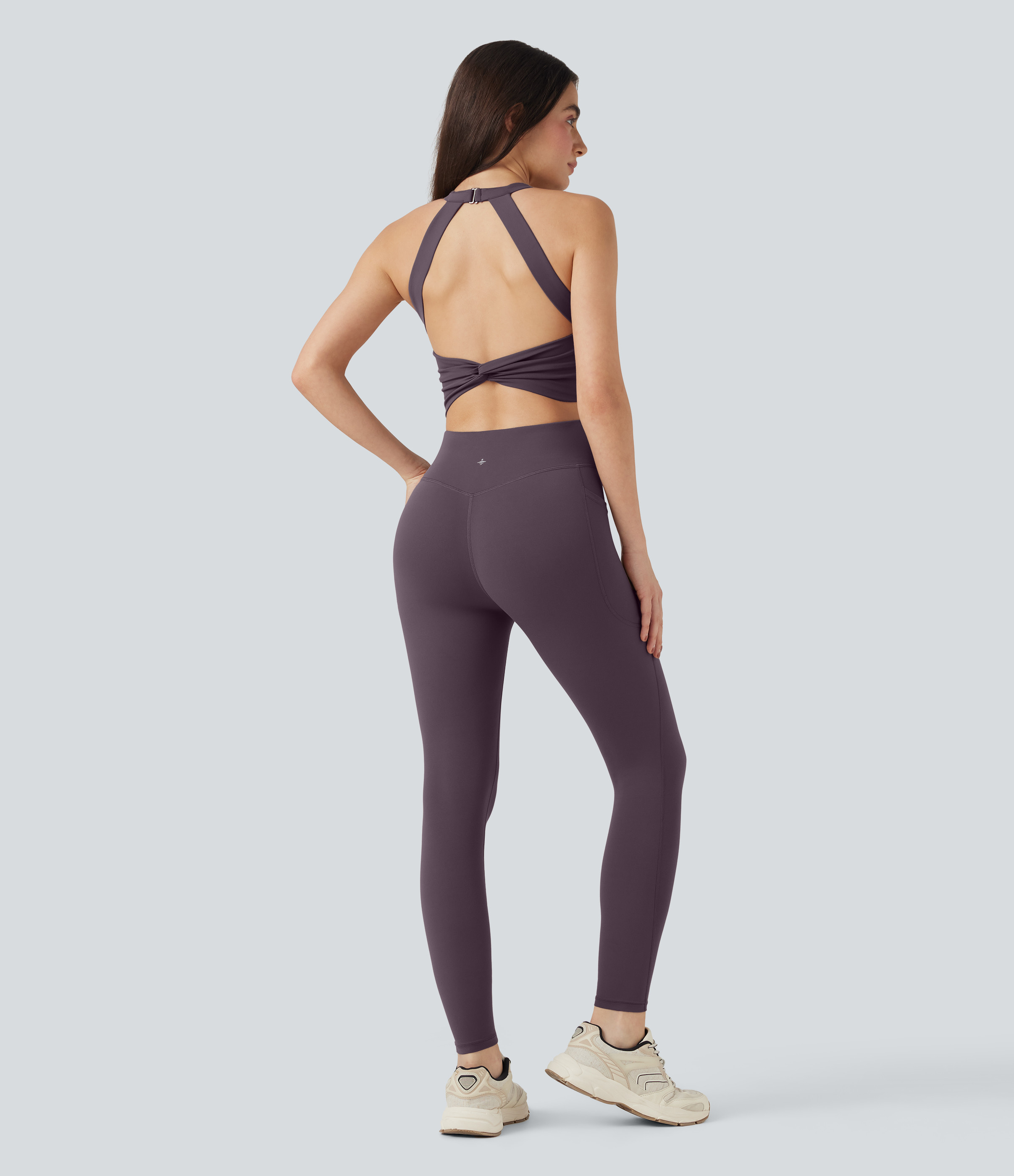 Halara Halara UltraSculpt™ SoCinched Tummy Control Training Jumpsuit with Pockets-Easy Peezy Edition Workout Dress - Night's Purple - XS(Long) | HALARA