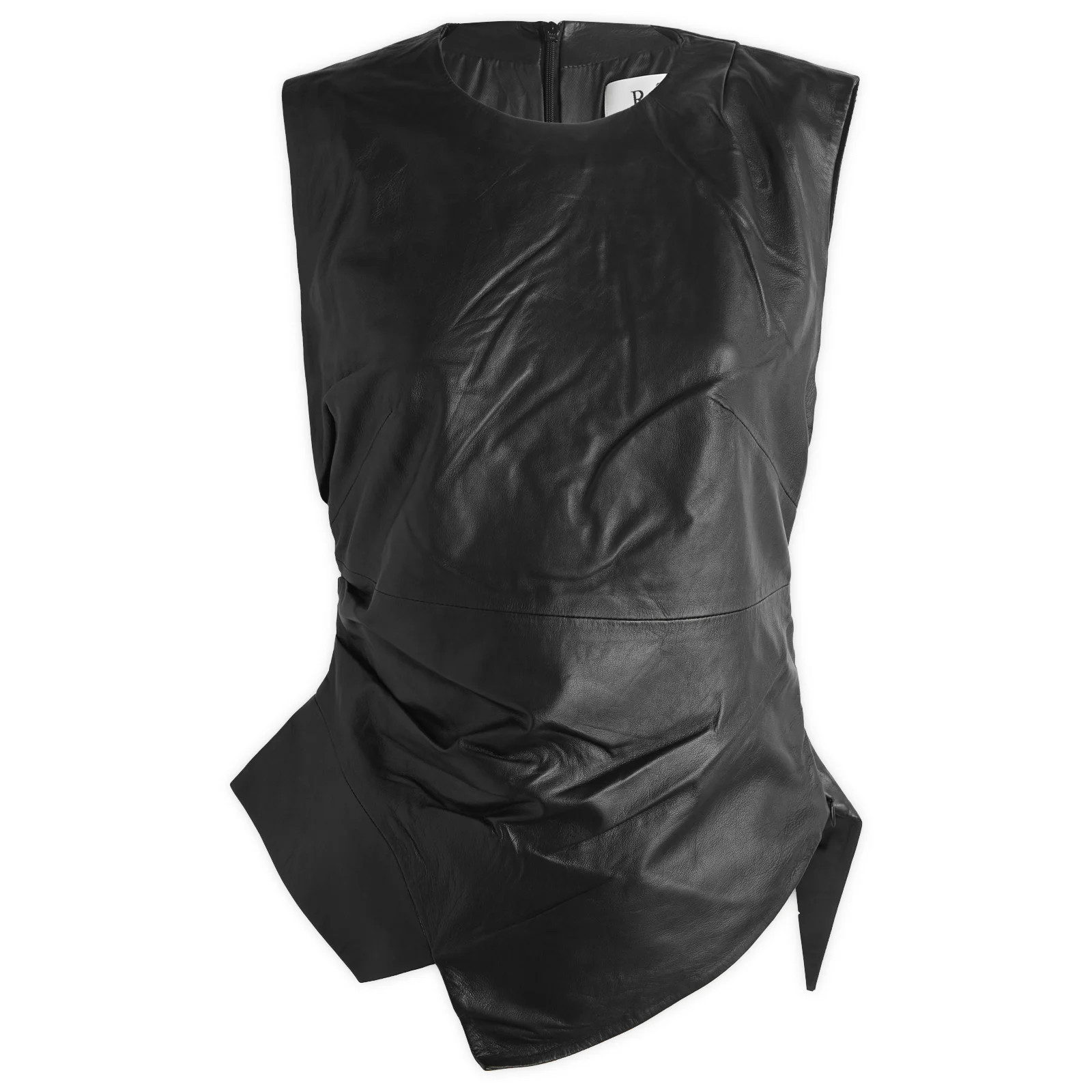 Róhe Women's Sleeveless Draped Leather Top in Black, Size 36 | END. Clothing