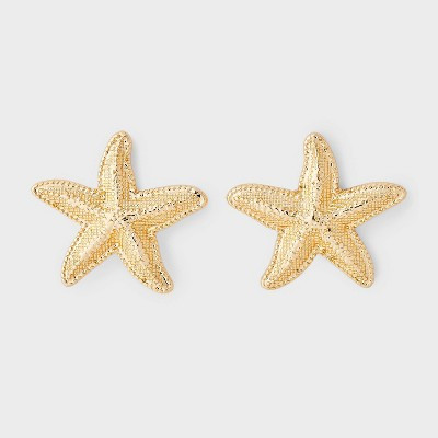 Textured Starfish Button Earring - A New Day™ Gold | Target