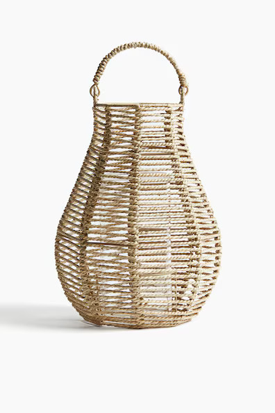 H & M - Large seagrass candle lantern - Beige | H&M (US + CA)