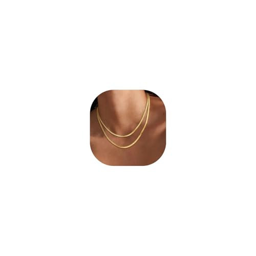 NECOCY Herringbone Necklace For Women 14k Gold Plated Necklace Set Layered Gold Necklaces Dainty Chunky Thni Snake Chain Choker Necklace For Women Gold Jewelry Gifts | Amazon (US)