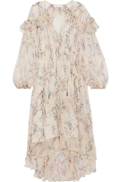 Zimmermann - Paradiso Floating Ruffled Floral-print Silk-crepon Dress - Cream | NET-A-PORTER (UK & EU)