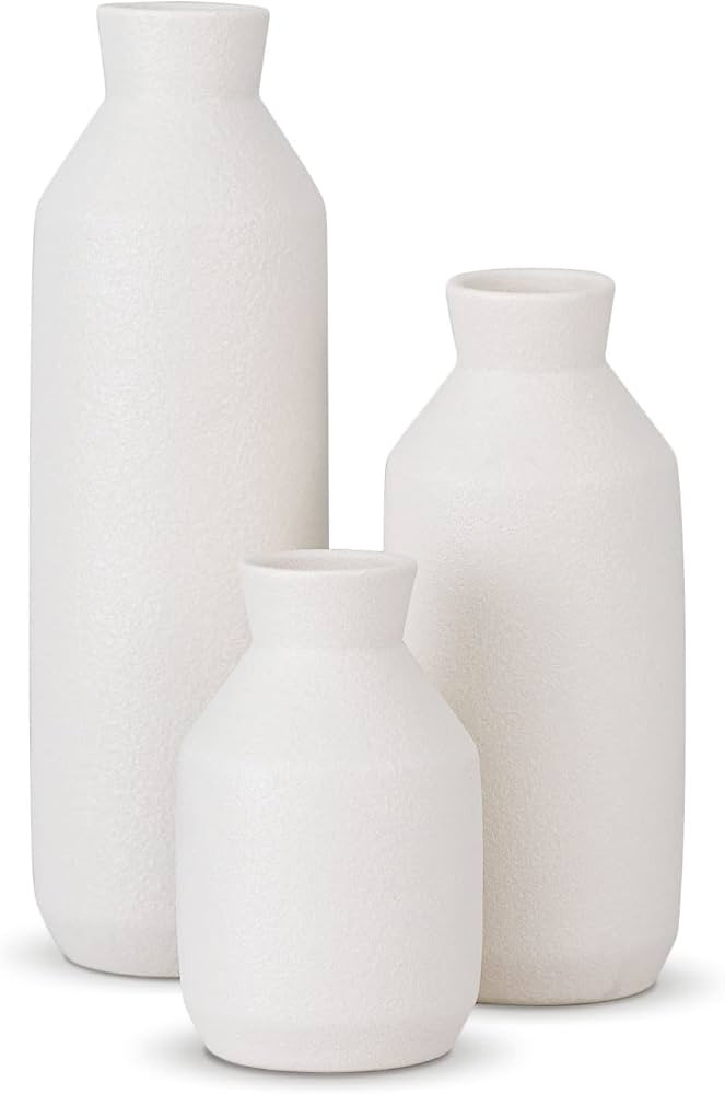 Labcosi Flower Vase for Living Room Decor, Ceramic Vase for Farmhouse Décor, White Vases for She... | Amazon (US)