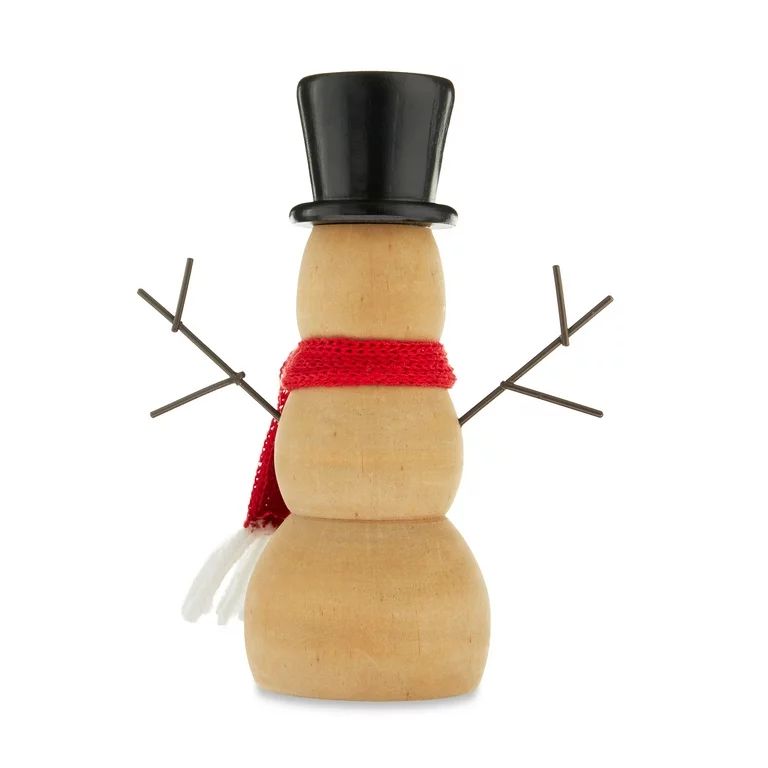 Wood Snowman Tabletop Decor 6.75 in Height, by Holiday Time | Walmart (US)