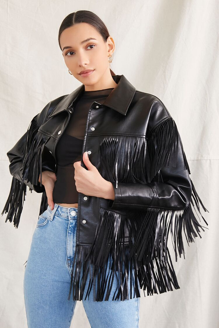 Faux Leather Fringe Moto Jacket | Forever 21