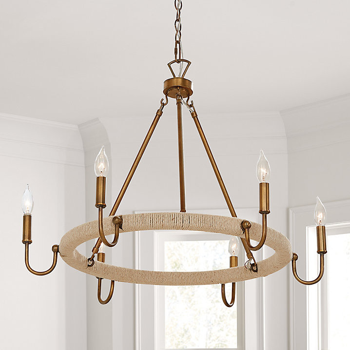 Savannah 6 Light Chandelier with Antique Brass & Jute Twine Wrapped Detail | Ballard Designs, Inc.