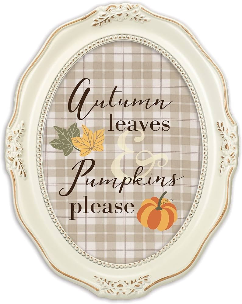 Cottage Garden Autumn Leaves Pumpkins Please 5 x 7 Oval Wall Table Top Photo Frame | Amazon (US)