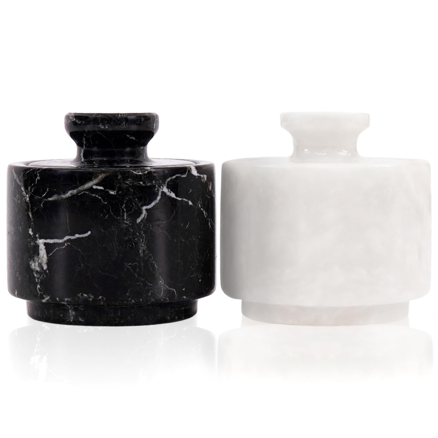 MARBLOUS KRAFTS Marble Salt Cellar with Lid 3" White and Black Zebra Spice Jar For kitchen Counte... | Amazon (US)