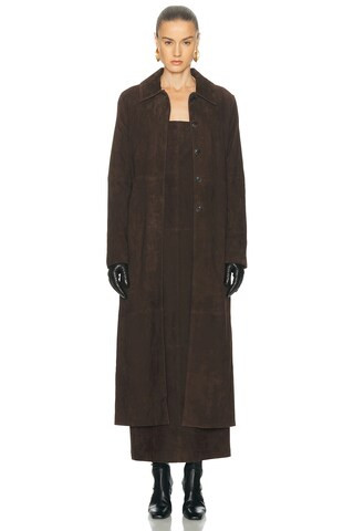 SRG Bruno Suede Coat in Chocolate | FWRD 