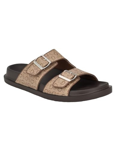 Guess Men's VERONE Sandal, Brown Logo Multi 230, 12 | Amazon (US)