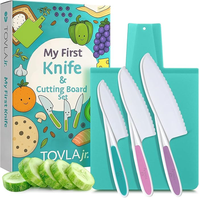 TOVLA JR. Premium Montessori Kid-Safe Knife & Cutting Board Set – Real Kitchen Tools for Toddle... | Amazon (US)