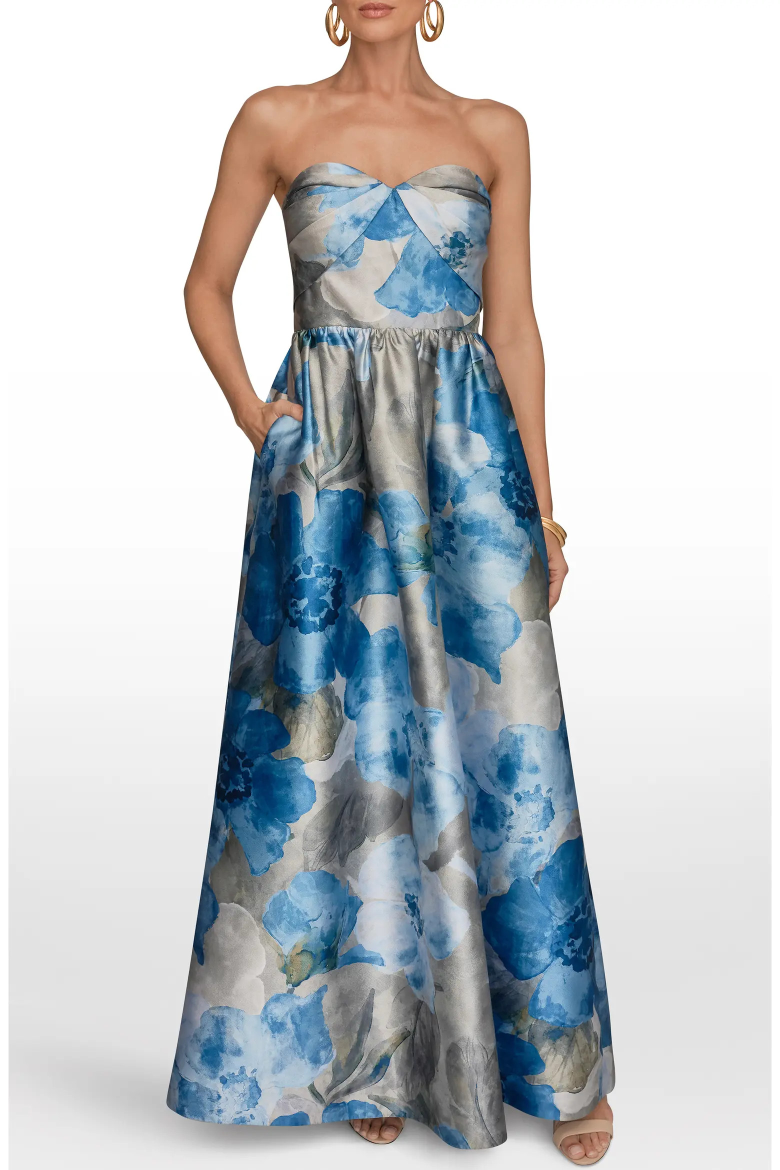 Floral Print Strapless Satin Gown (Women) | Nordstrom | Nordstrom