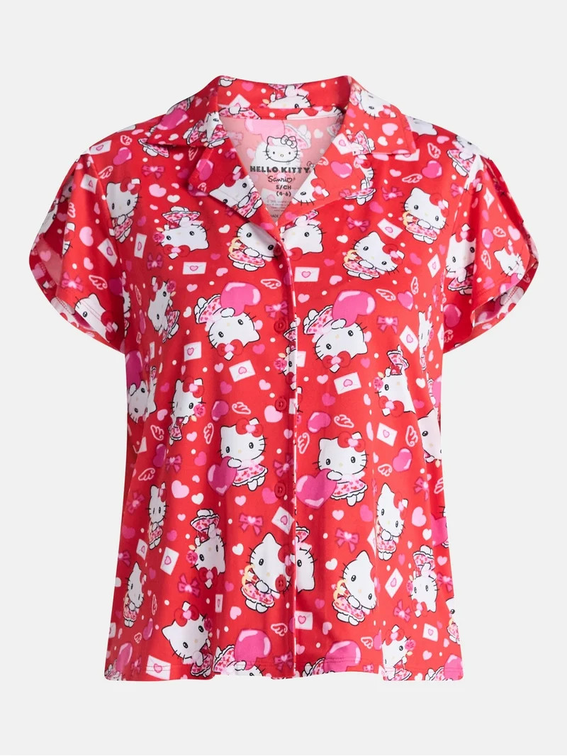 Hello Kitty Women's Valentine's Day Shorty Pajama Set, 2-Piece, Sizes XS-3X | Walmart (US)