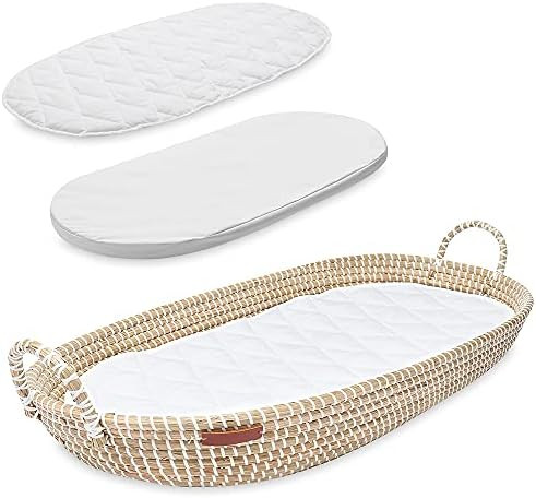 Baby Changing Basket with Foam Pad | Free Luxury Waterproof Diaper Pad & Soft Quilted Liner | Han... | Amazon (US)