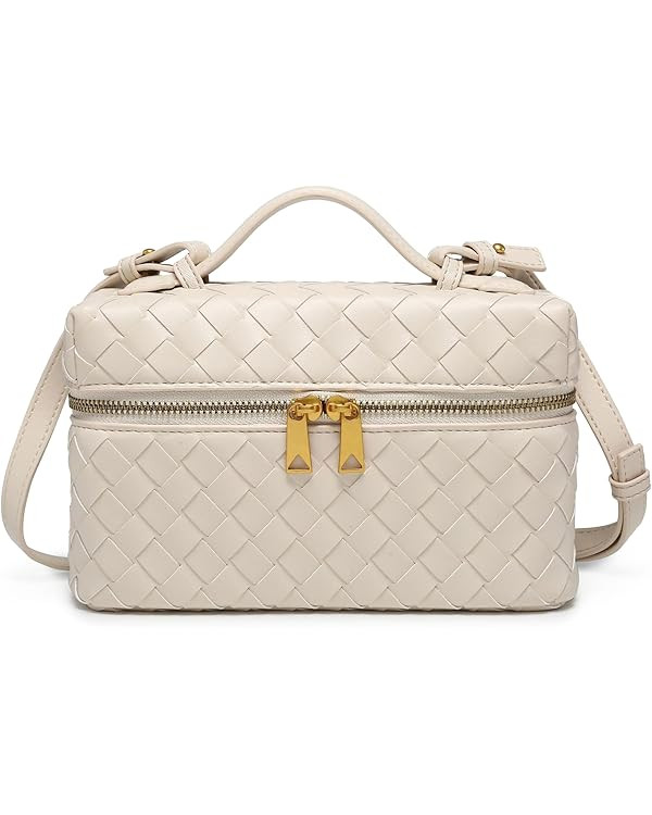 Rejolly Top-Handle Pouch Handbag for Women Woven Leather Vanity Case Designer Crossbody Bag Quiet... | Amazon (US)