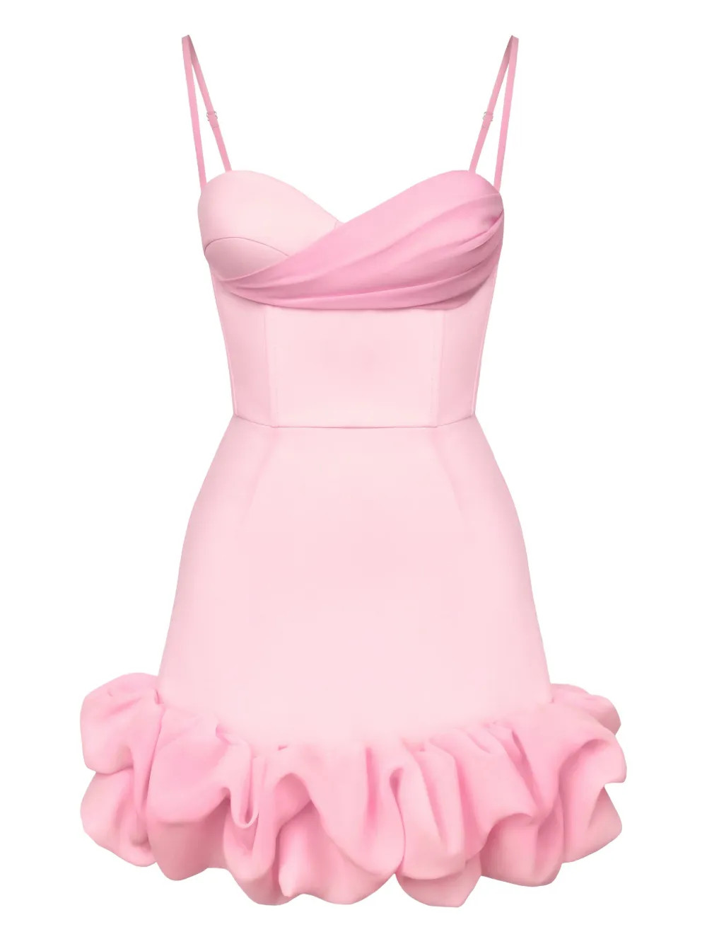 POST MERIDIEM Draped Ruffle Mini Dress | Pink | FARFETCH | Farfetch Global