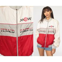 Texaco Racing Jacket Car 80S Windbreaker Off-White Bomber Zip Up 1980S Retro Sport Coat Vintage Medi | Etsy (US)