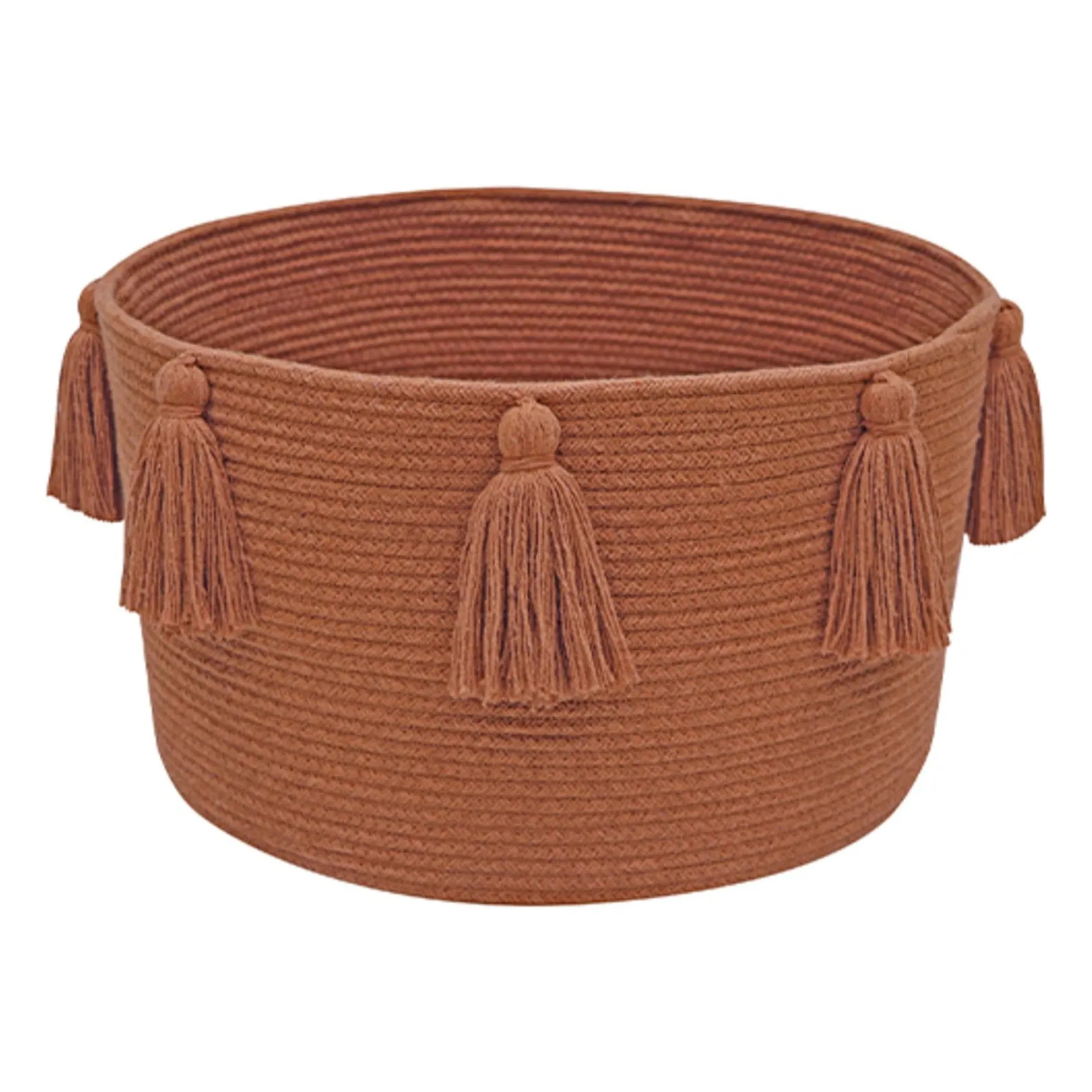 Storage basket with tassels | Light brown | Smallable