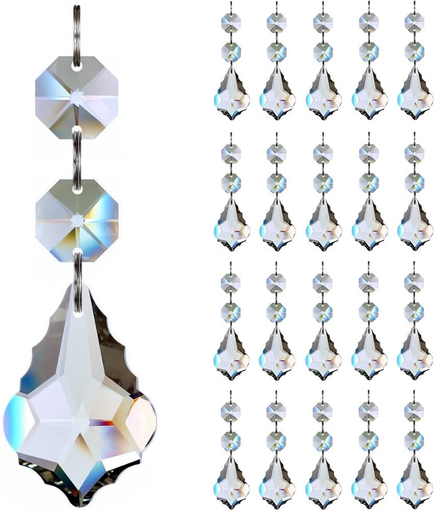 20pcs Crystal Maple Leaf Chandelier Prisms, Hanging Glass Crystals Beads for Christmas, Party, De... | Amazon (US)