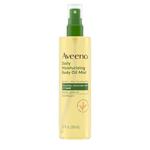 Aveeno Daily Moisturizing Body Oil Mist with Oat Oil and Jojoba Oil for Rough, Dry, Sensitive Skin, Nourishing Body Spray for Smoother, More Even Skin, Paraben- & Silicone-Free, 6.7 fl. oz | Amazon (US)