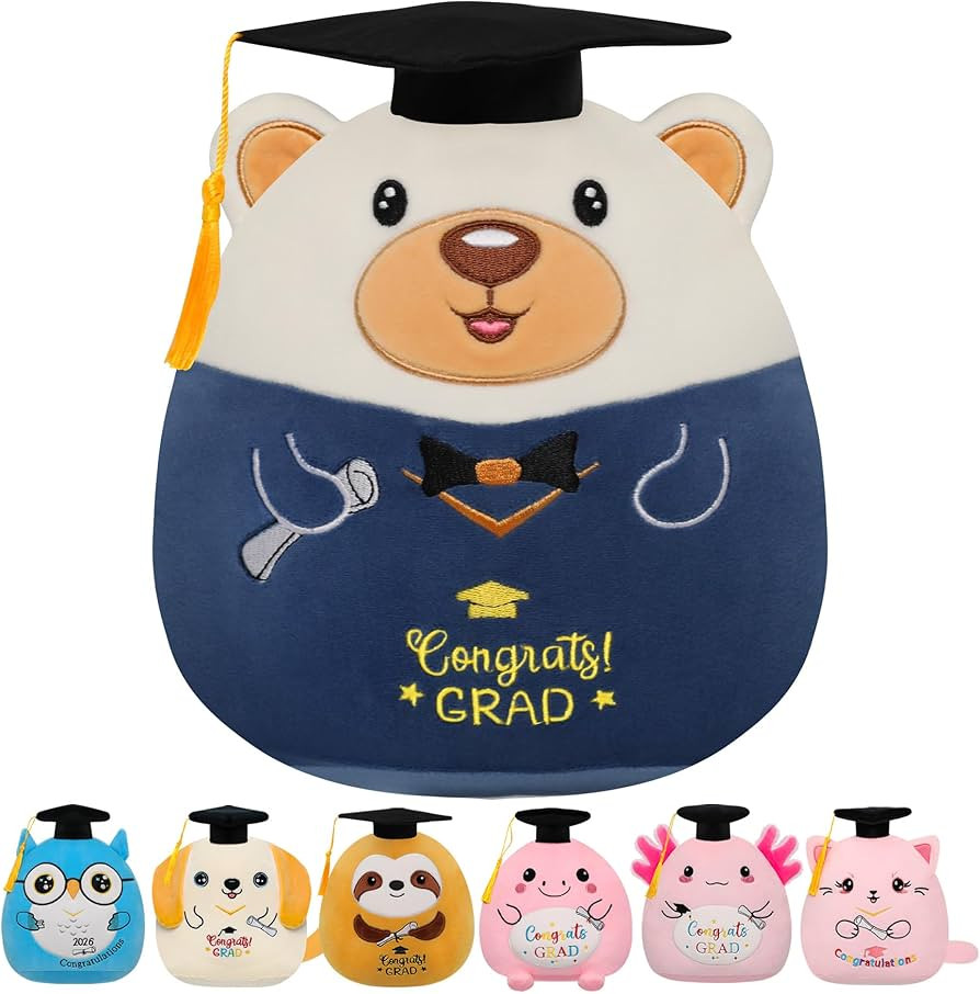 Graduation Plush Bear Stuffed Animal - Graduation White Bear Plush with Blue Graduation Gown Clas... | Amazon (US)