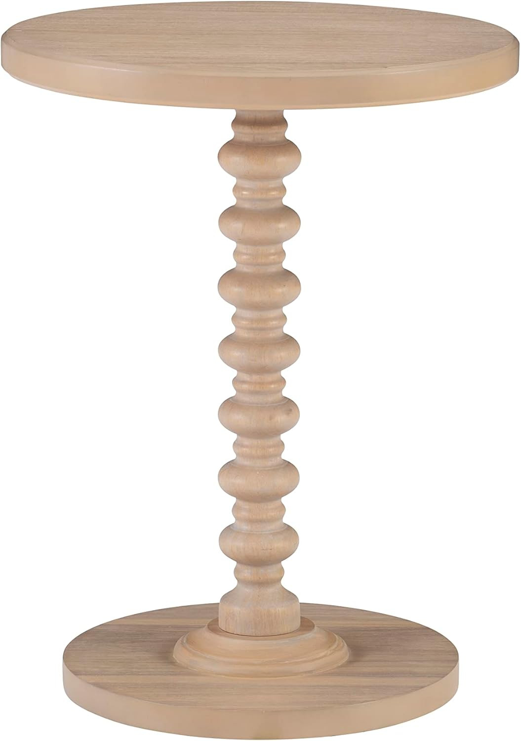 Powell Tarkin Round Natural Wood Turned Spindle Pedestal Side Accent Table | Amazon (US)