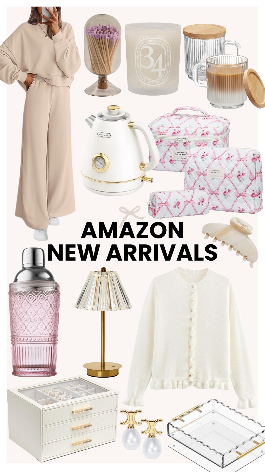 Amazon new arrivals! I am loving the matching lounger set, ruffled cardigan, and pink match sticks. These would make great gifts for a woman in your life this holiday season! 

#LTKHoliday #LTKGiftGuide #LTKSeasonal