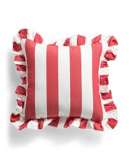 Made In Usa 18x18 Cabana Stripe Ruffle Indoor Outdoor Pillow | TJ Maxx