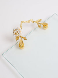 Large Glass Rectangular Tray with Intricately Detailed Gold Handles with White & Gold Rose Detail... | Inspire Me! Home Decor