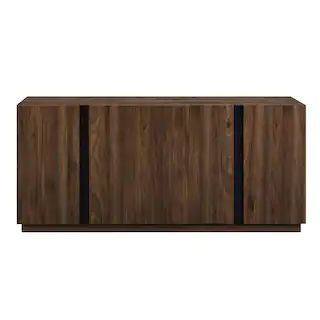 Welwick Designs Dark Walnut Wood and Metal Accent Modern 4-Door Sideboard HD9147 - The Home Depot | The Home Depot