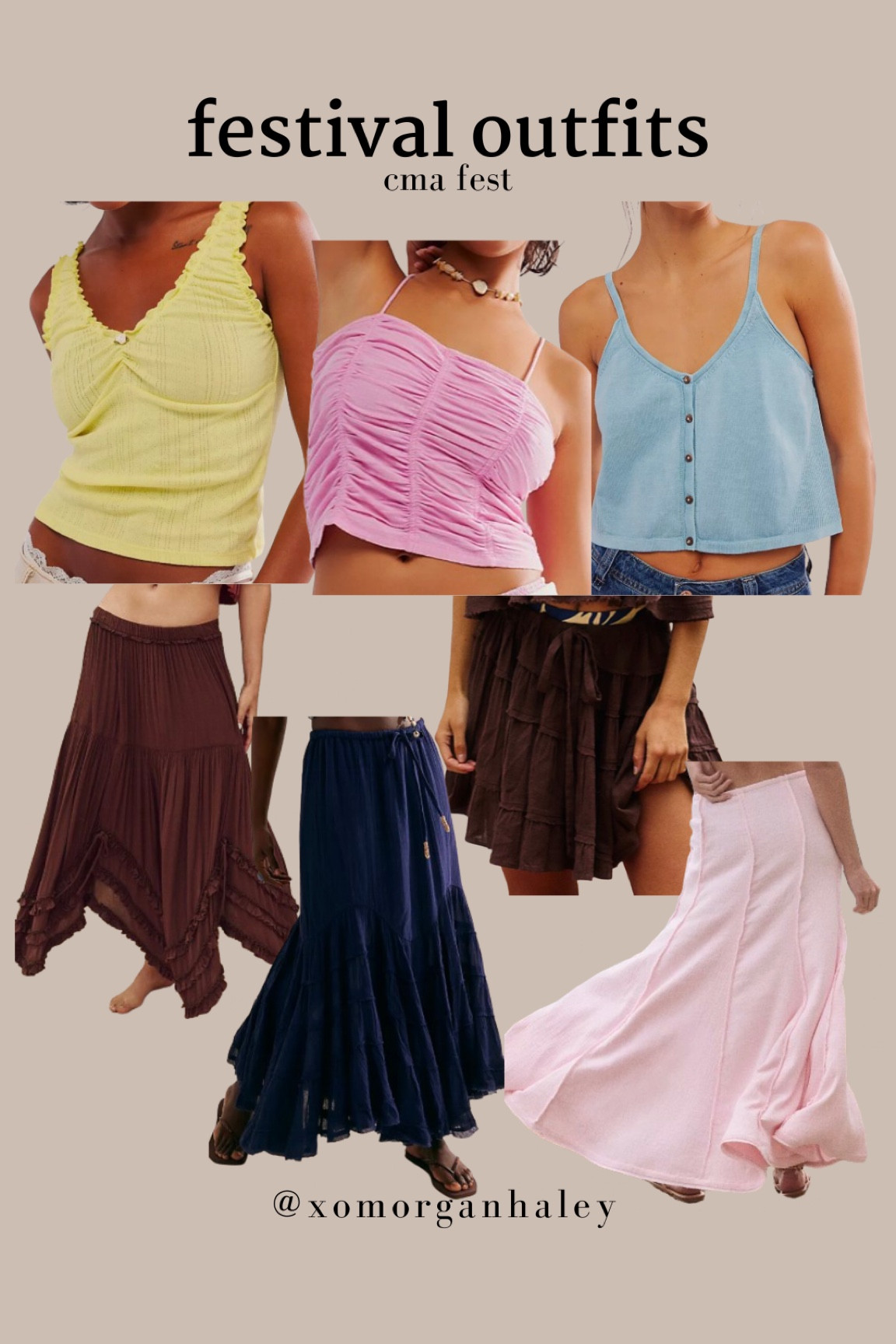 CMA fest outfit inspo with casual tanks and skirts in neutrals and fun summer colors! I do XL in all.

#LTKStyleTip #LTKFindsUnder100 #LTKMidsize