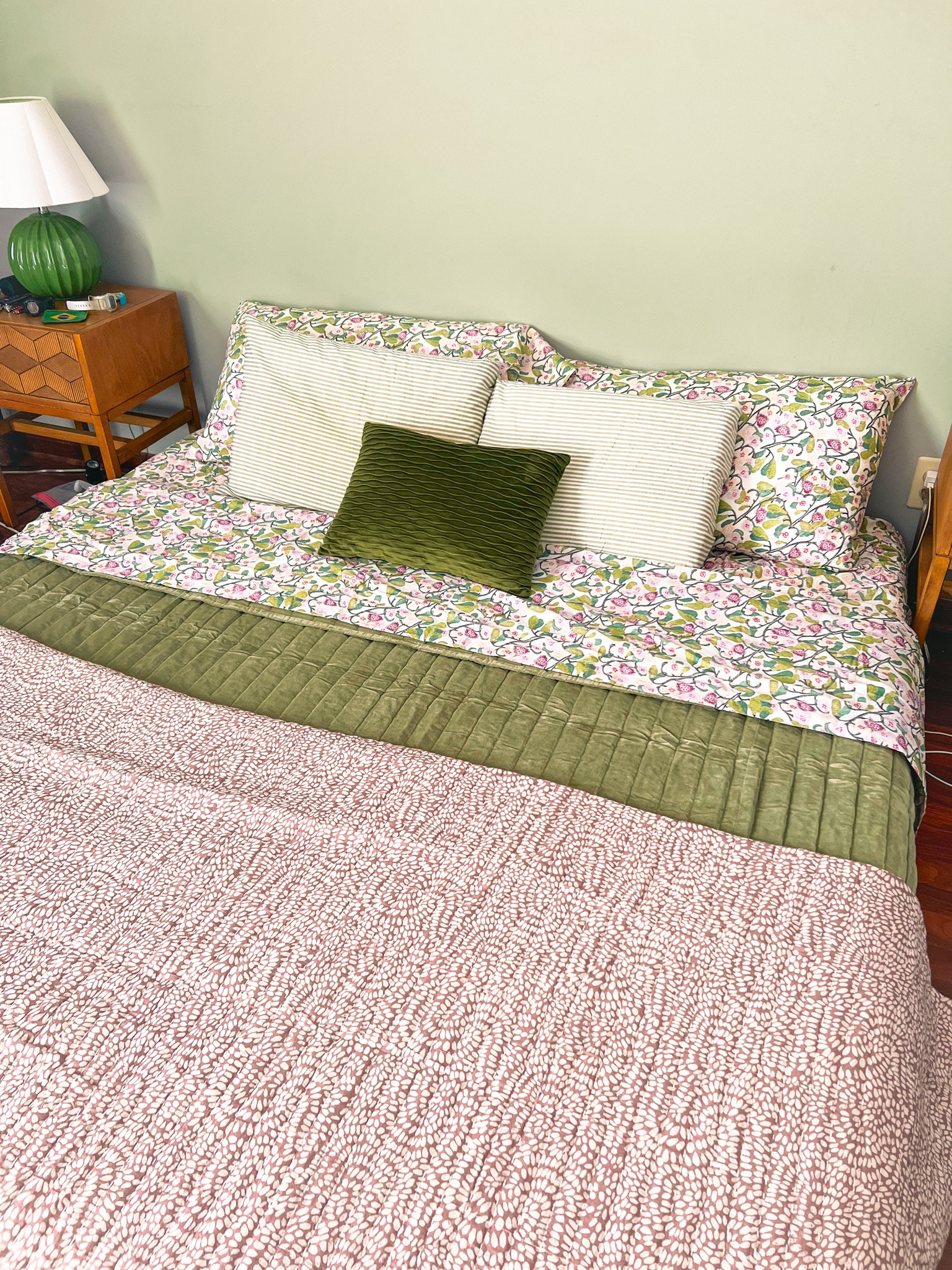 Pattern mixing like a pro! I was looking to add some calming colors to my bedroom while still keeping a maximalist vibe. So happy with how all of this turned out. 

#LTKHome #LTKSeasonal