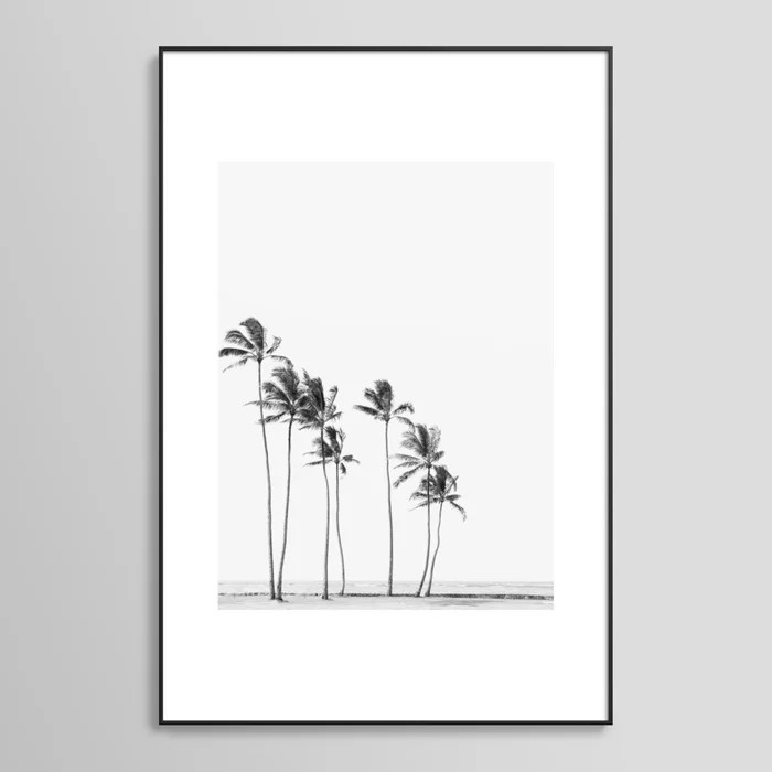 Hawaii Palm Trees - Black and White Photography Art Print | Society6
