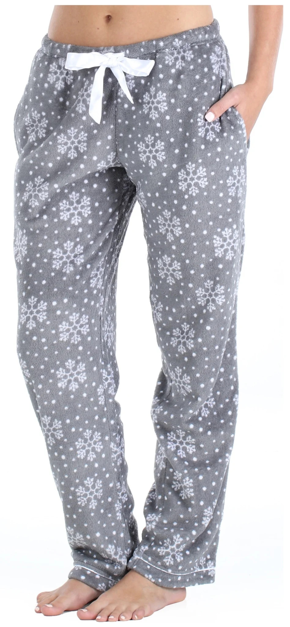 PajamaMania Women and Women's Plus Fleece Pajama Pants with Satin Drawstring - Walmart.com | Walmart (US)