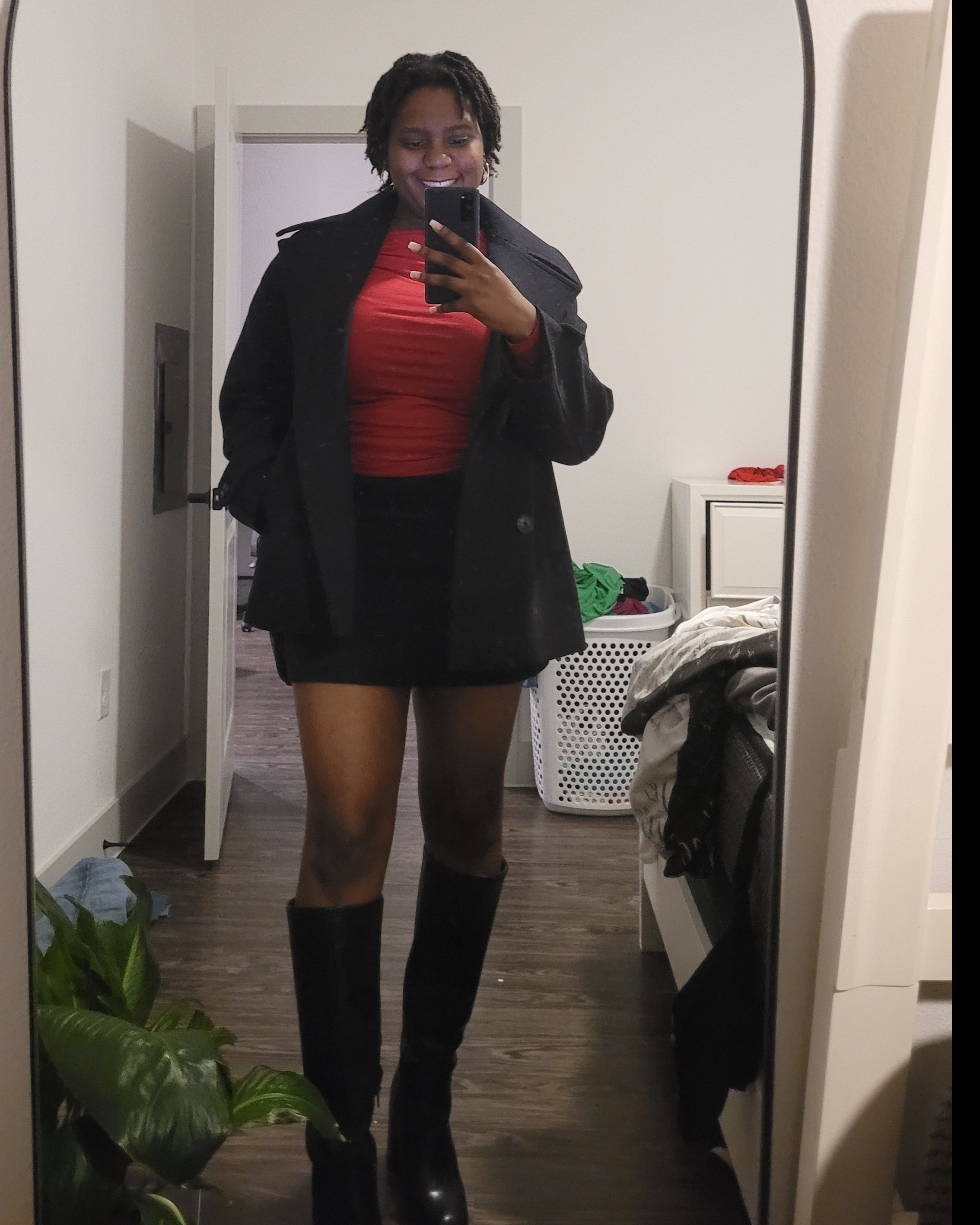 This is a cute outfit for the Christmas holidays.Jacket: MangoTop: Abercrombie off the shoulder topSkirt: KotnShoes: heels from DSW

#LTKCyberWeek #LTKHoliday #LTKSeasonal