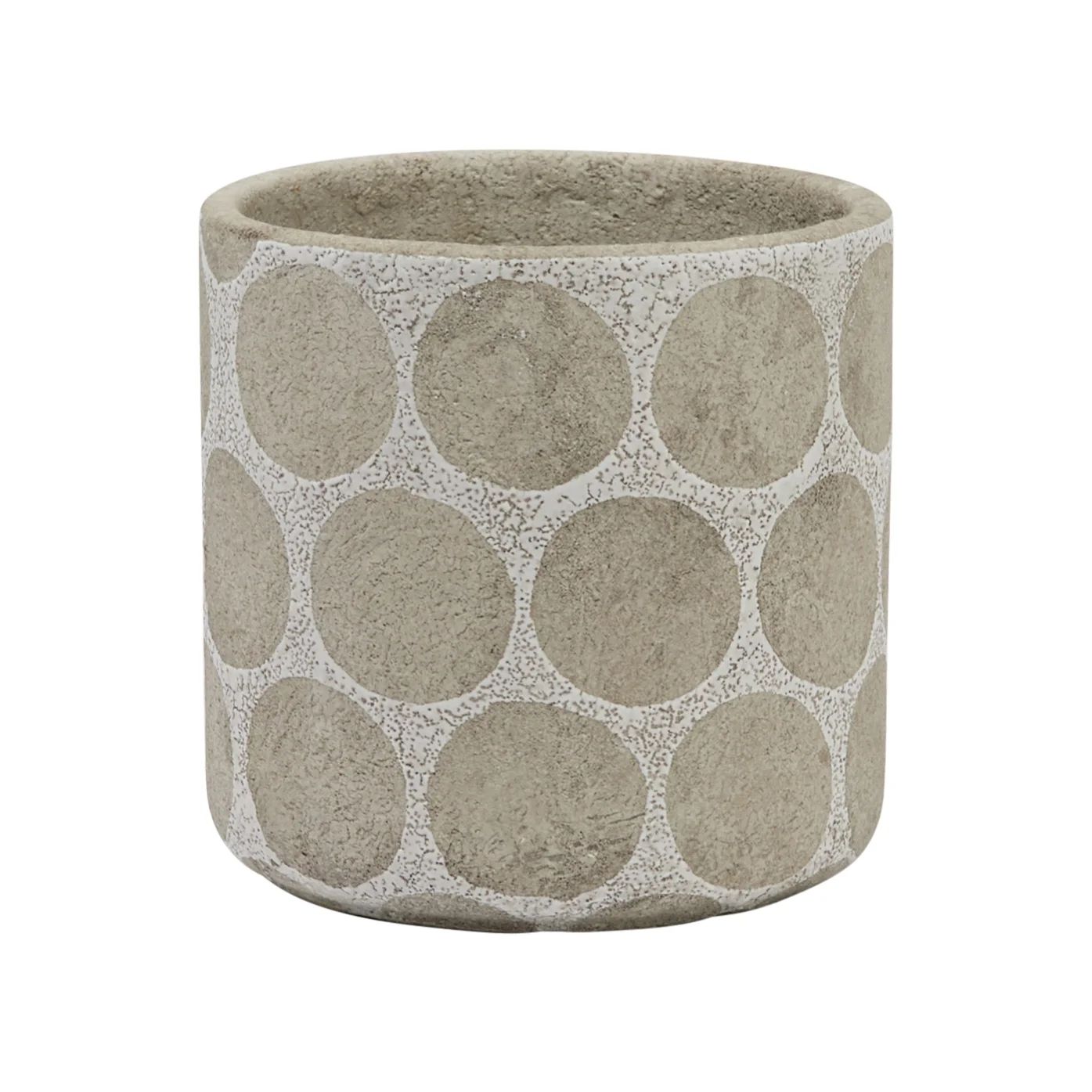 Creative Co-Op Round Terra-cotta Planter with Wax Relief Dots, White and Cement | Walmart (US)