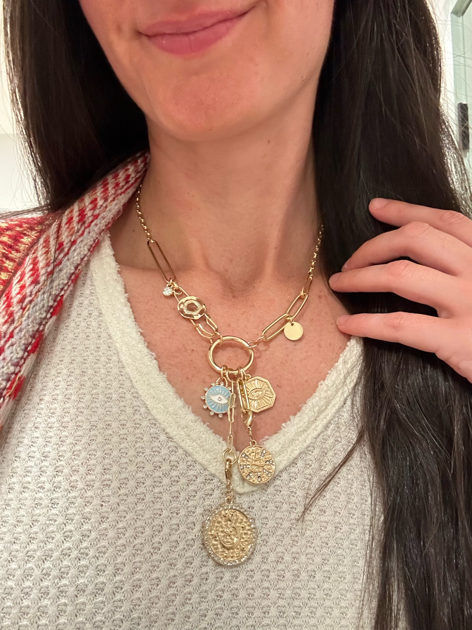 🌙 New charm necklace with evil eye, sun, star, snake, and moon 

🩵Something whimsical, slightly witchy, and can be worn year round or for seasonal fun 🦋

🎁It also makes a great holiday gift and our under $25 with coupon at checkout  


#LTKStyleTip #LTKSeasonal #LTKGiftGuide