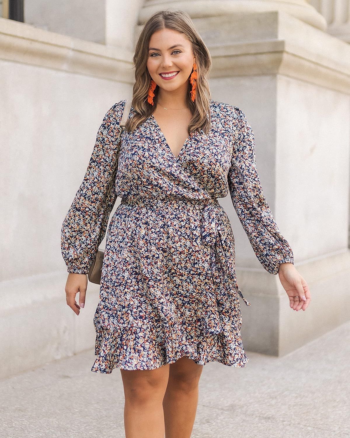 The Drop Women's Floral Print Wrap Front Long Sleeve Dress by @caralynmirand | Amazon (US)