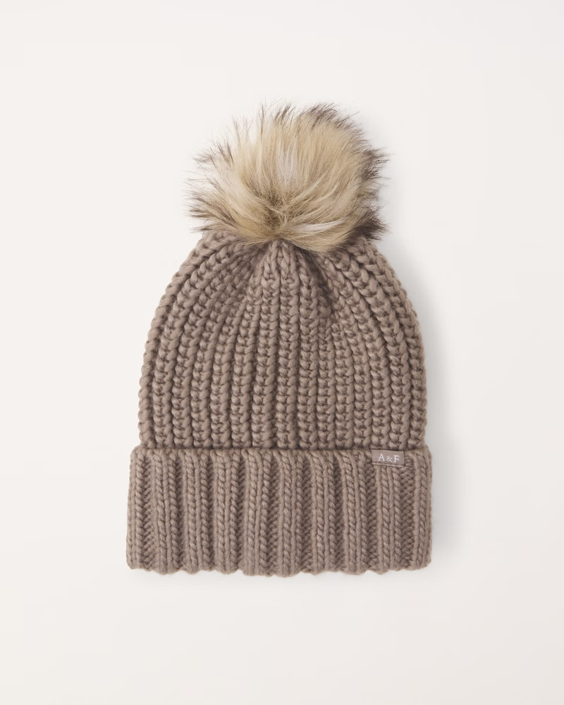 cable-knit pom beanie | Abercrombie & Fitch (US)