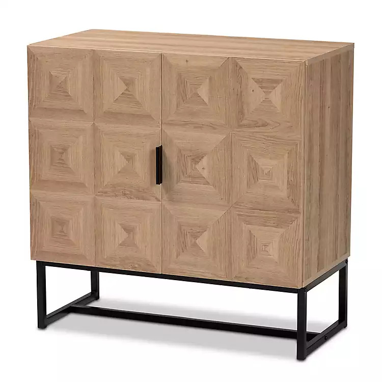 New! Lisette Geometric Tan Wood Cabinet | Kirkland's Home