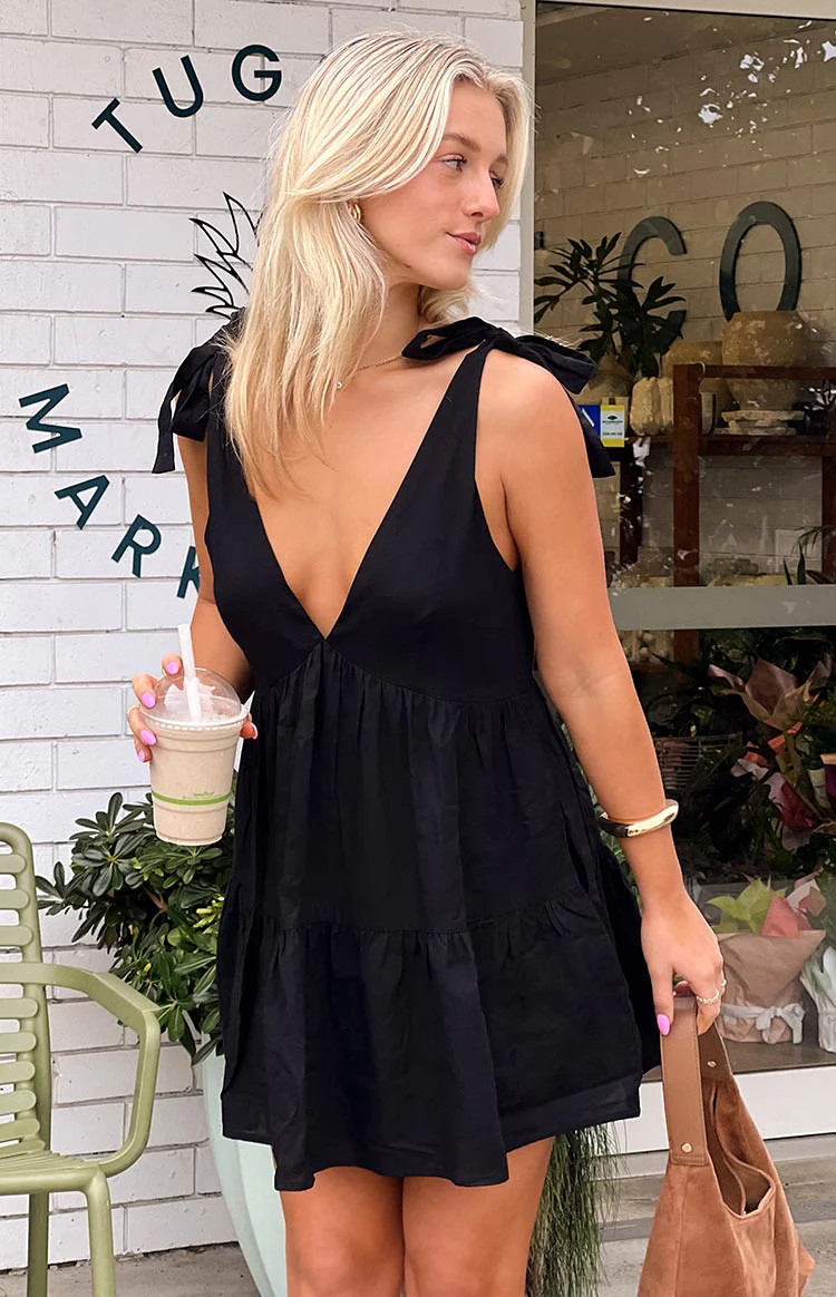 Angel Girl Black Mini Dress | Beginning Boutique (US)