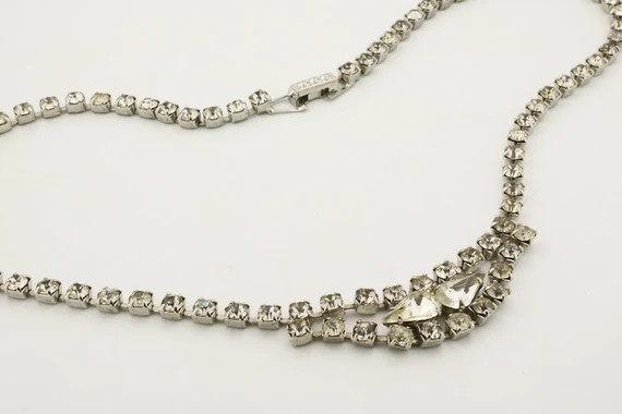 Vintage clear rhinestone necklace, great gatsby necklace, bridal necklace | Etsy (US)